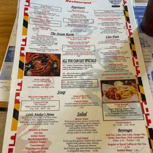 Front of menu