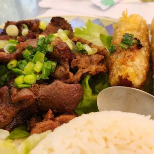 Grilled pork and egg rolls