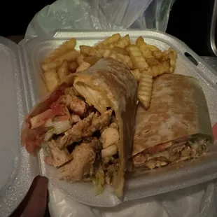 Chicken shawarma Wrap with Fries