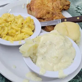 Pork Chop, Macaroni &amp; Cheese, Mashed Potatoes