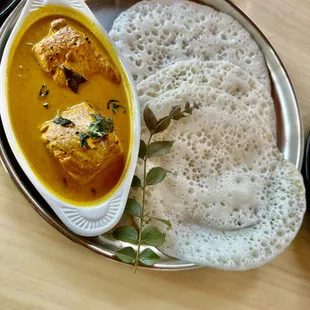 Appam and fish curry