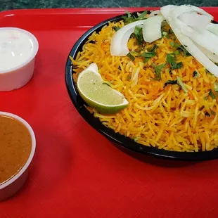 Lamb kheema biryani.