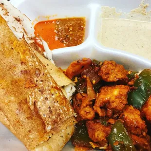 Chilli Chicken Dosa -- solid value for $7.99!