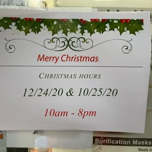 Christmas Hours