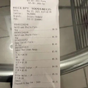 a receipt on a table