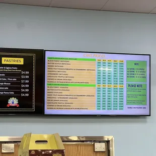 menus on the wall