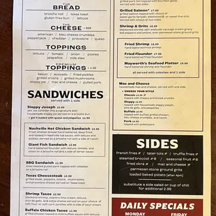 Menu as of 11-6-2022