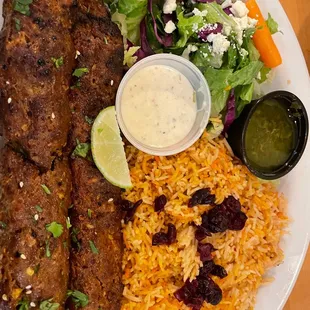 Lamb kebab platter