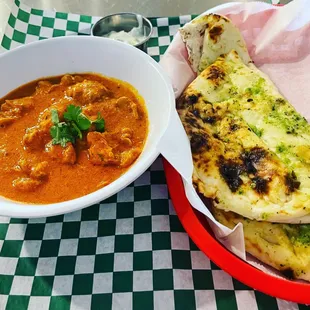 Butter Chicken and Garlic naan