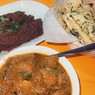 Goat Pepper Fry  Garlic Naan Chicken Curry