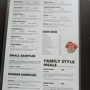 Dinner Menu