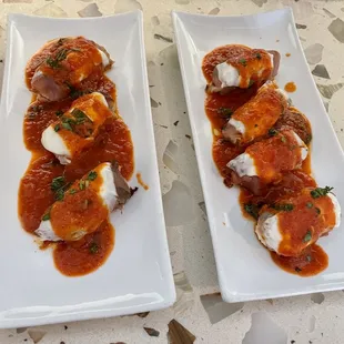 Eggplant wrapped with prosciutto