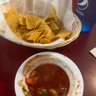 Salsa and freshly made chips. Amazing!