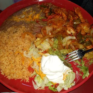 Mixed Fajitas with shrimp and chicken.