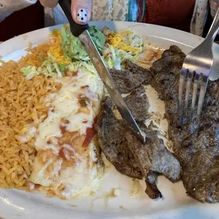 Carne asada, w/ cheese enchilada