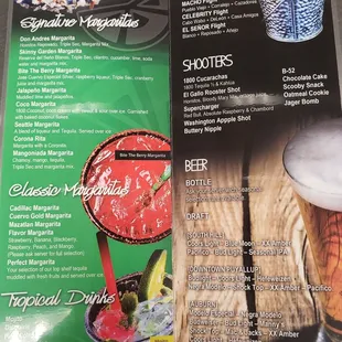 Drink menu