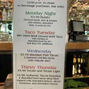 Happy Hr - Daily specials