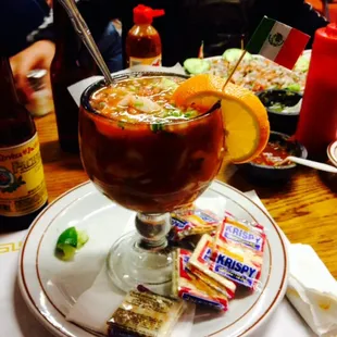 Well seasoned Coctel de Camaron and the Hubby's delicious ceviche in the background!