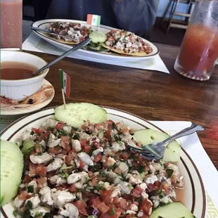 Best ceviche ever!! with some micheladas