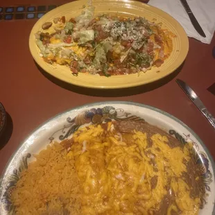 two plates of mexican food