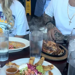 Beef taquitos and chicken fajitas