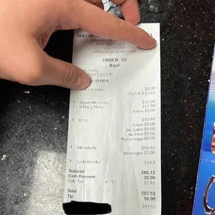 Receipt for reference