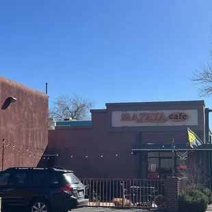 a car parked in front of the building