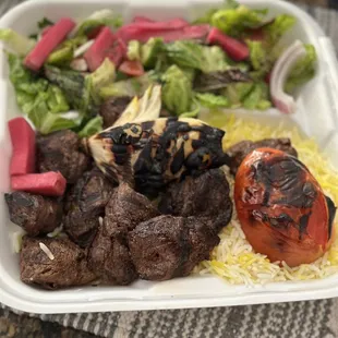 Fillet Mignon plate with a double side of Mediterranean salad. I skipped the hummus
