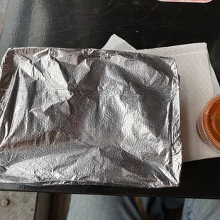 vegan tacos, wrapped, this is how they serve it to you.