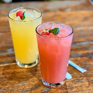Fresh Raspberry Lemonade and Fresh Cantaloupe