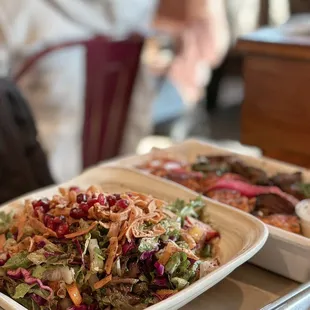Fattoush Salad, Double Kebab Plate: Lamb and Chicken @lesminaddio