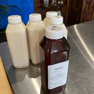 three bottles of ketchup