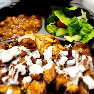 a meal in a black container