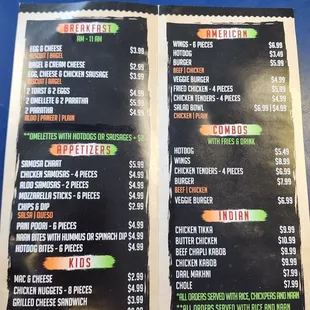 menu
