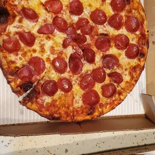 Pepperoni and a sweet BBQ chicken pizza&apos;s