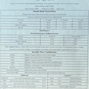menu