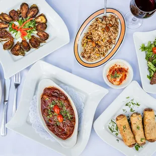 a variety of food on a table