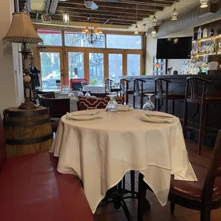 a table set for a meal in a restaurant