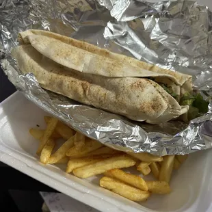 Falafel wrap (comes with fries)