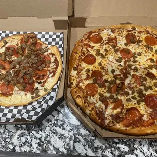 Cauliflower crust meat lovers vs large pepperoni sausage
