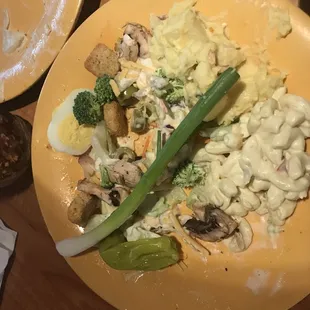 a yellow plate of food