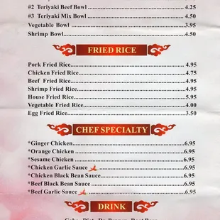 sushi and sashimi, menu