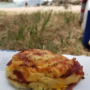 "Pepperoni roll" Pepperoni, mozzarella and marinara baked in a fresh bread roll