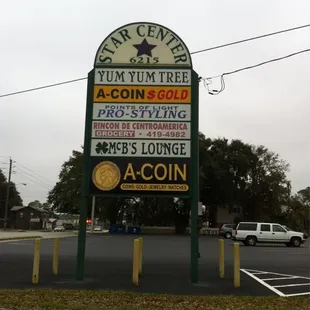 a sign in a parking lot