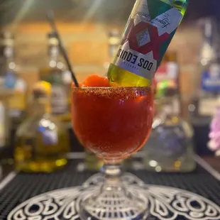 a bloody drink in a glass