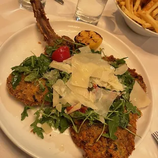 Stone oven baked veal chop Milanese