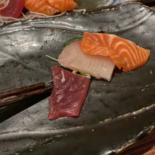 Tiny, thin pieces of sashimi