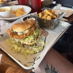 Spicy fried chicken sandwich
