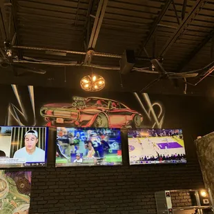 Lots of TV's and cool artwork