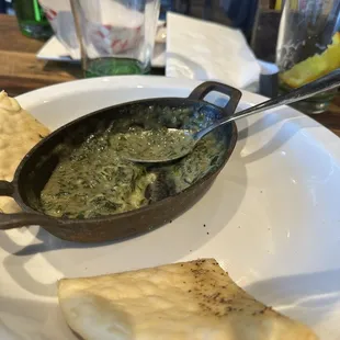 Spinach artichoke cheese dip.